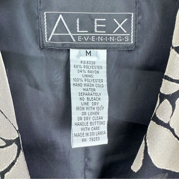 Alex Evenings Lined Blouse/Blazer 3/4 Sheer Sleeve Black/Taupe Floral Y2K Vibe M - Picture 7 of 12